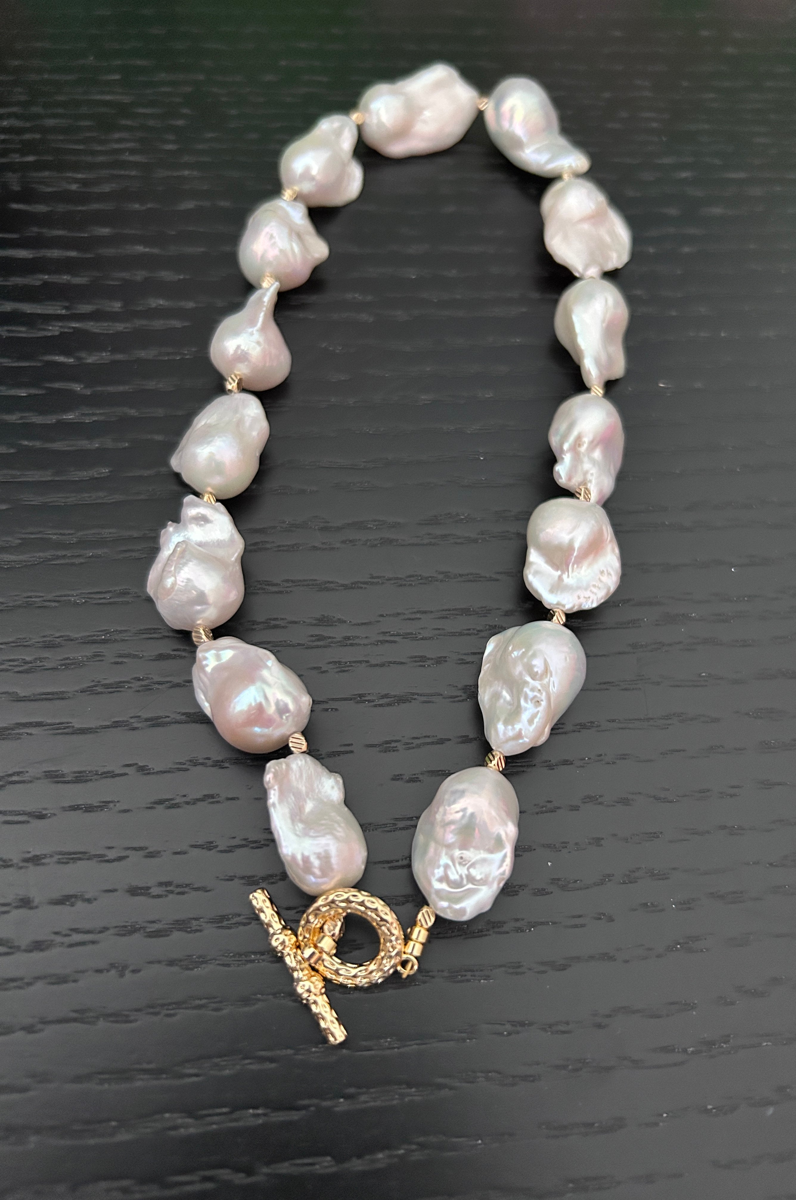 18k Gold with Natural Baroque Pearls Necklace