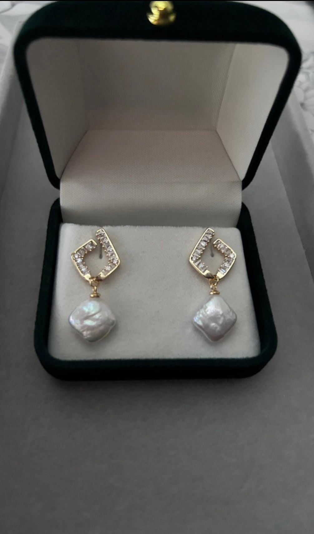 Diamond Baroque Pearl Earrings